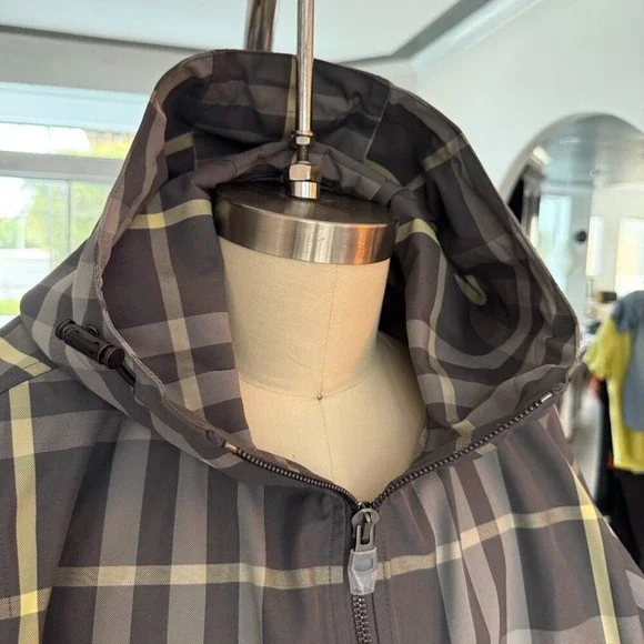 Burberry Men's STANFORD Checked Hooded Jacket, Coat, Authentic, 8084224, XL